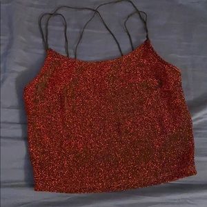 Red and black sparkly crop top